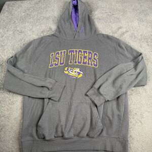 LSU Tigers Hoodie Womens XL Gray Pullover Dri-Fit Sweatshirt Long Sleeve Vintage